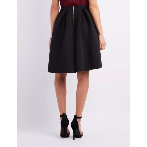 Trendy Pleated Zip Up A Line Flared Midi Skirt - Picture 4 of 5
